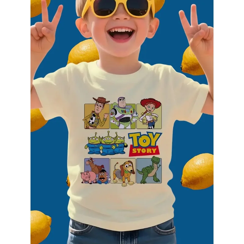 

Футболка с 3D аниме «Мото» и короткими рукавами для детей, мальчиков и девочек, летний модный топ с рисунком «История игрушек», повседневный уличный свитшот