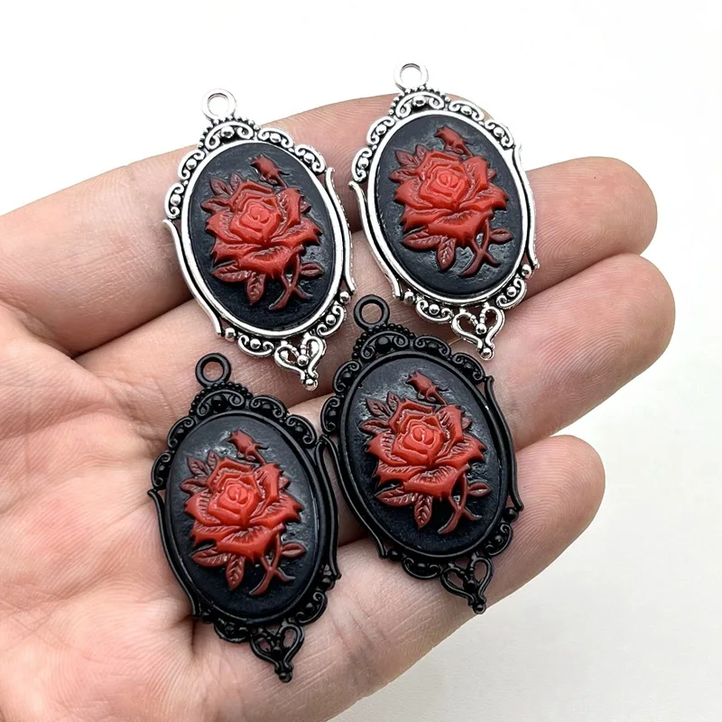 1 Pcs Vintage Gothic Rose Necklace Victorian Necklace Pendant Black Red Rose Flower Cosplay Party Jewelry