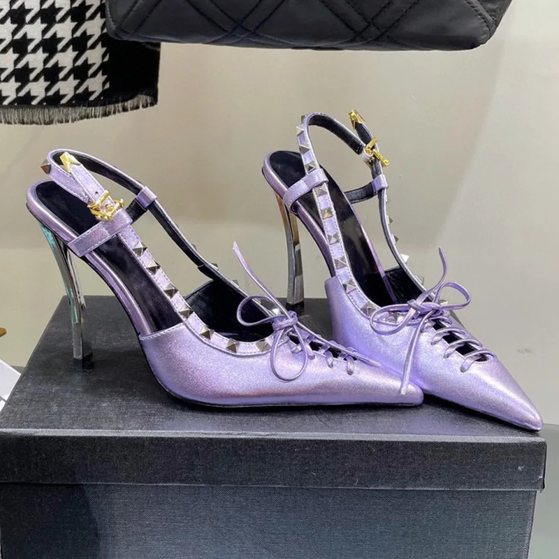 Sandales de Luxe à Talons Aiguilles et Nministériels d Papillon pour Femme Escarpins Pointus, Lanière Arrière,Banquet, 2025