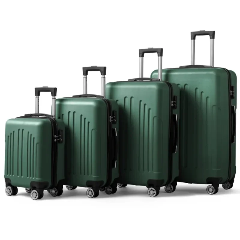 Vertical Stripe 4-in-1 Suitcase  Retro Color Design ABS Material Aluminum Alloy Trolley Designed for Travelers