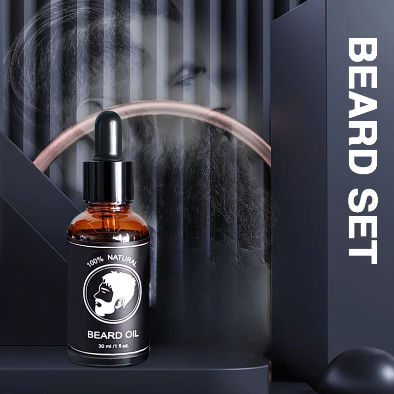 น้ํามันดูแลเส้นผมและเคราบนใบหน้าของผู้ชาย เพิ่มความหนา เรียบเนียน ทําให้บํารุงและบํารุง น้ํามันดูแลเครา ผลิตภัณฑ์ความงาม