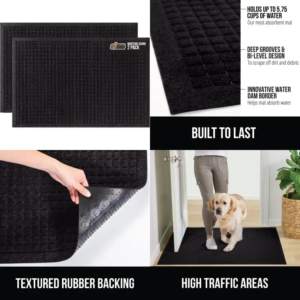

Ultra Absorbent 35x23 Door Mat, Suitable for Indoor and Outdoor Use, Moisture Guard, Holds Up to 5.7 Cups of Water, Stain and Fa