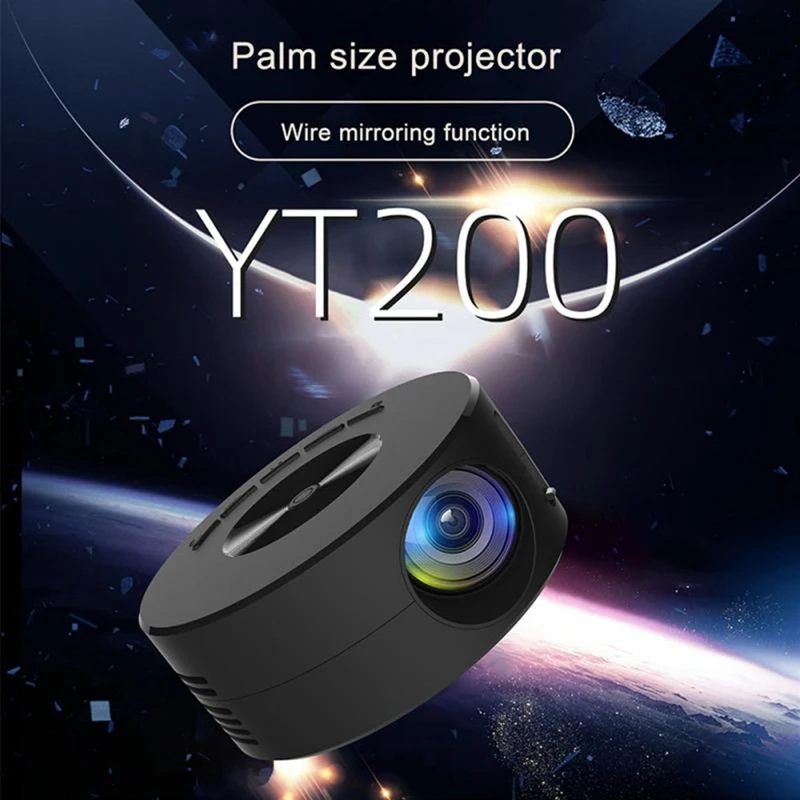 YT200 LED Video Projector Support 3D Home Theater Phone Screen Media Player Kids Home Wired Projector