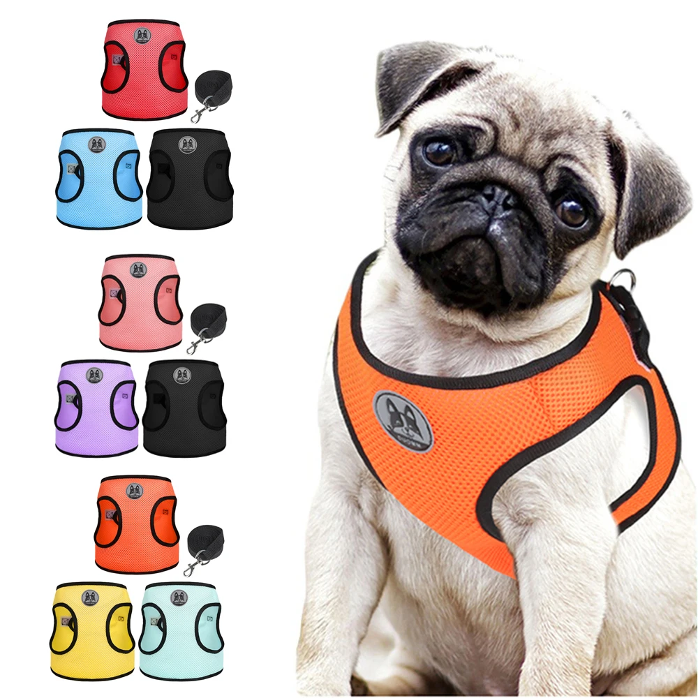 3pcs Dog Harness and Leash Set for Small Dogs Puppy Cat Harness Vest Breathable Mesh Chest Strap Chihuahua Kitten Pet Supplies