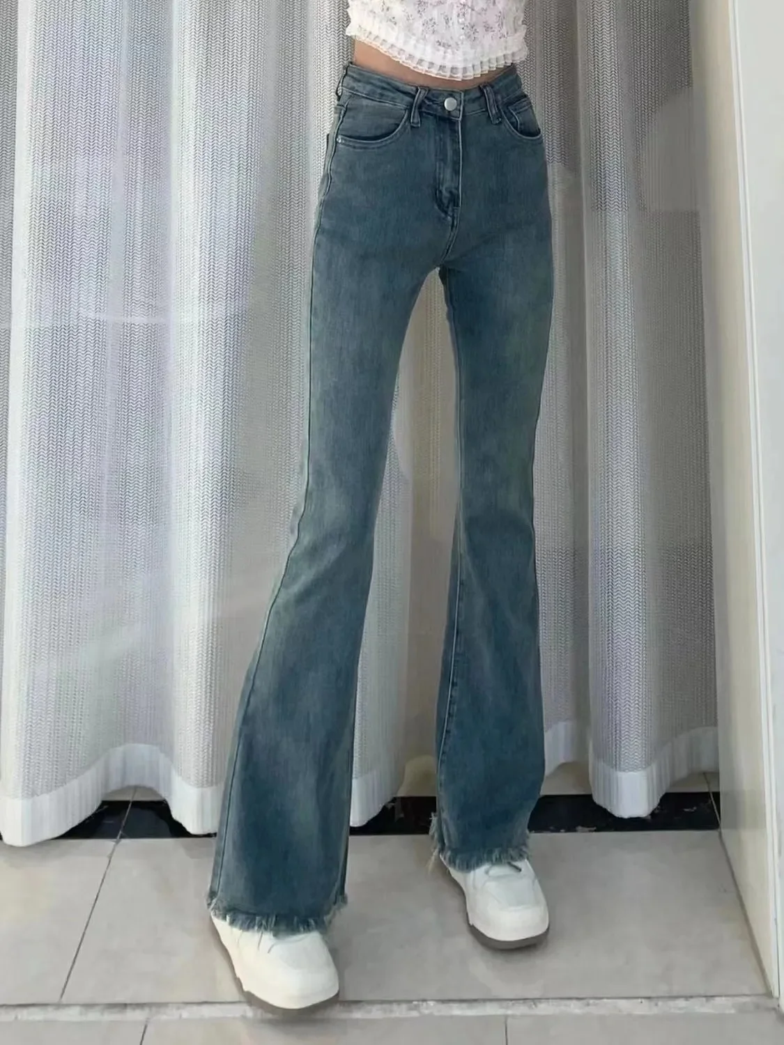 

Мешковатые брюки, женские джинсы с высокой талией, прямые синие повседневные брюки в стиле ретро 2000-х годов, американская рваная женская одежда с рваными отверстиями