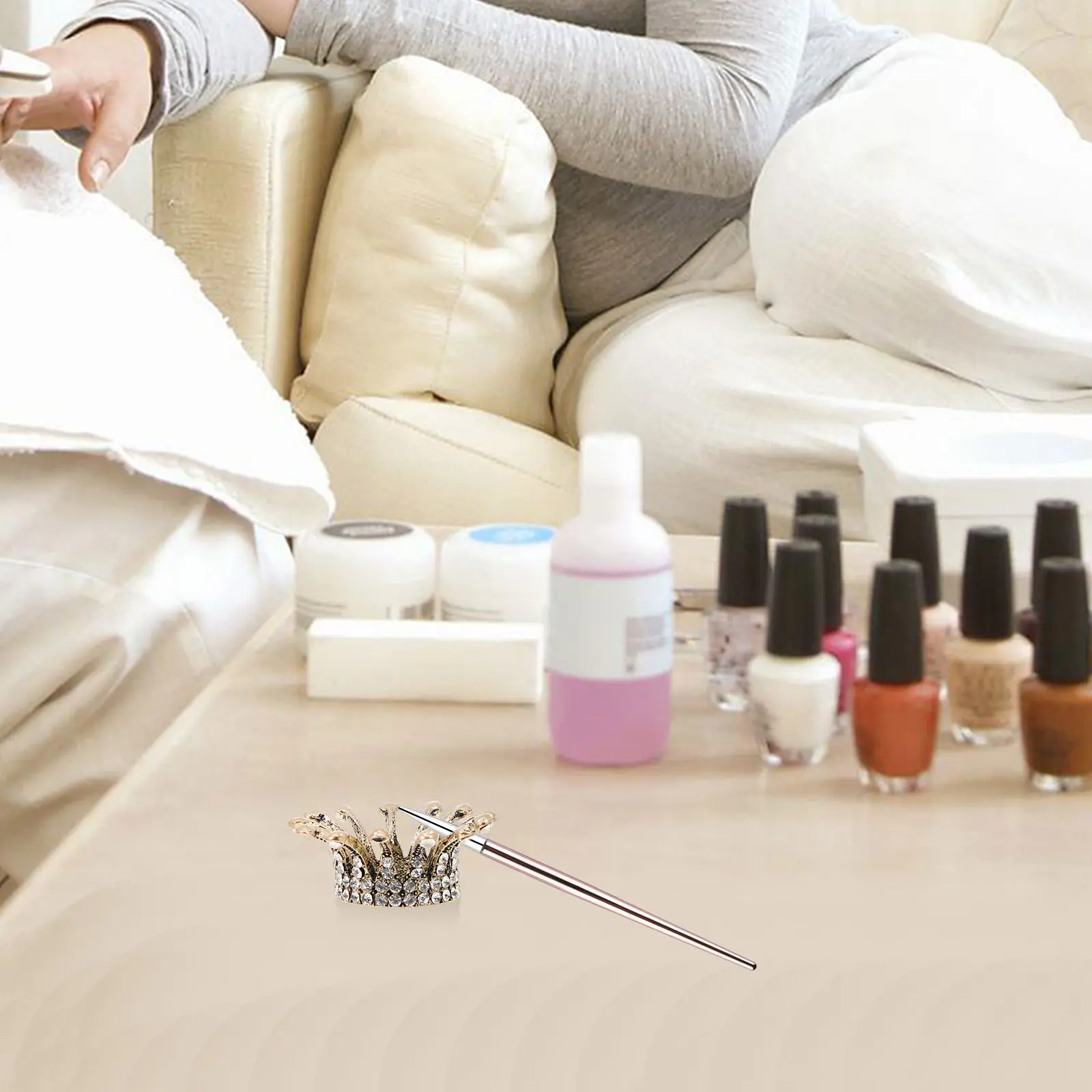 

Набор из 2-х стеклянных подставок для кистей для маникюра с кристаллами, стильный дизайн в виде короны, легко моется, для художественного маникюра, подарок для мастеров маникюра