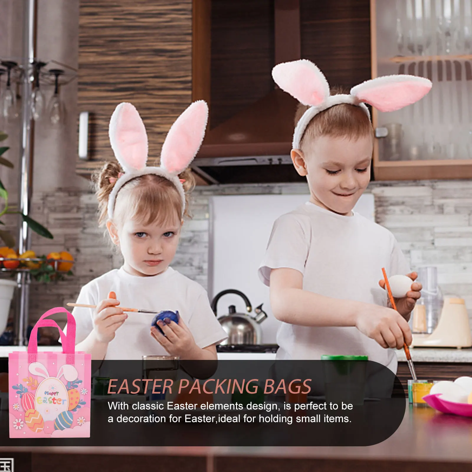 

10Pcs Easter Bunny Non-Woven Packaging Bags Cartoon Pattern Small Candy Snack Bags Gift Pouches Easter Party Supplies