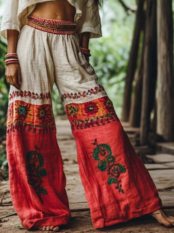 

Женские ретро-брюки с принтом, свободные, широкие, повседневные, удобные, модные, расклешенные, лето 2025