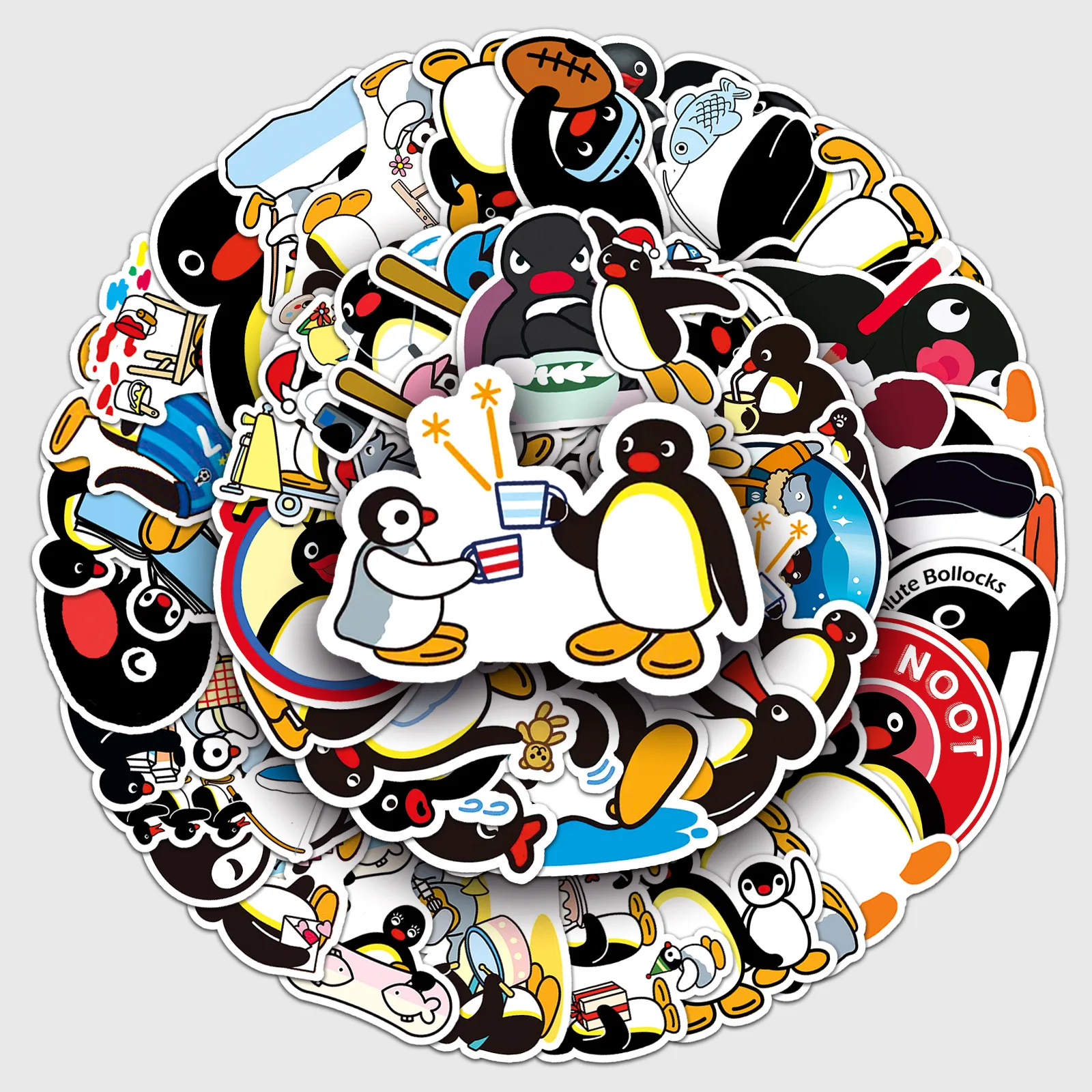 50 قطعة من ملصقات Pingu Graffiti ملصقات البطريق الإبداعية DIY ديكور لطيف الأمتعة القرطاسية مقاوم للماء PVC الحيوان ملصق