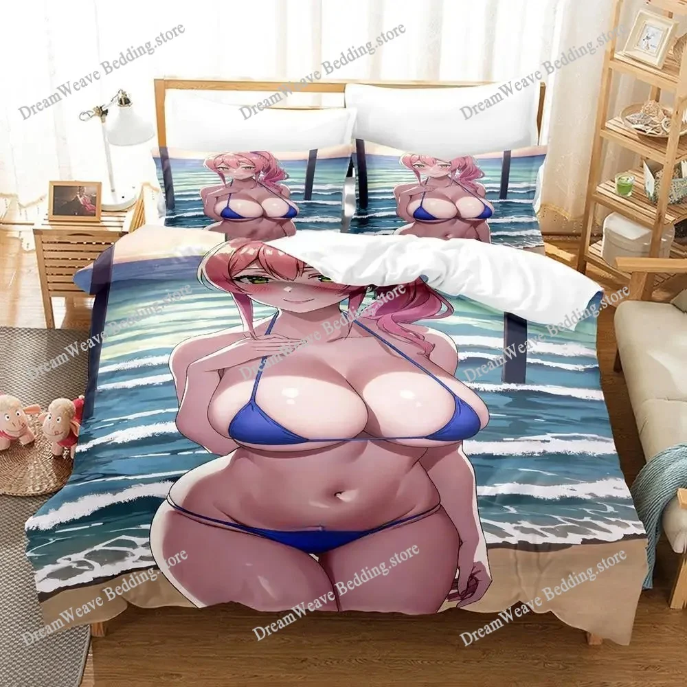 

New Sexy Lactating Girl, Young Woman Large Chest Bedding Set Anime Three-piece Set Adult Kid Bedroom Duvetcover Sets Personality