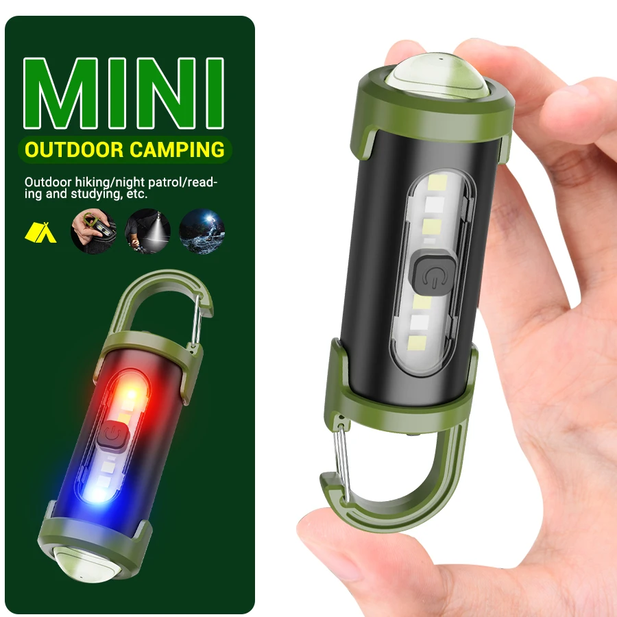 

Rechargeable Keychain Flashlights 800 Lumens EDC COB Work Light 4 Modes Emergency Keychain Light for Walking Searching Hiking