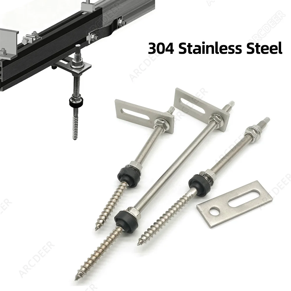 

Hanger Bolts 304 Stainless Steel Height Adjustable Solar Hanger Bolts M10 for Photovoltaic Solar Attachment on Building Roofs