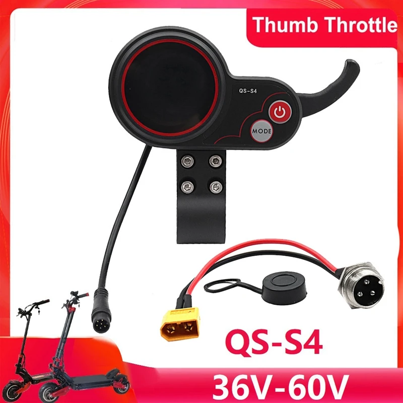 QS-S4 36V-60V Thumb Throttle LCD Display Meter+XT-60 Cable For Zero 8 9 10 8X 10X Electric Scooter 6PIN Display