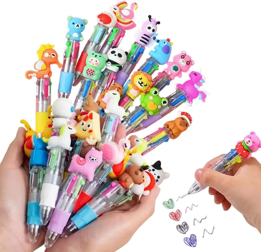 

30 Pack Cute Multicolor Pens, 4-in-1 Colors Ballpoint for School, Office, Party Favors and Gifts