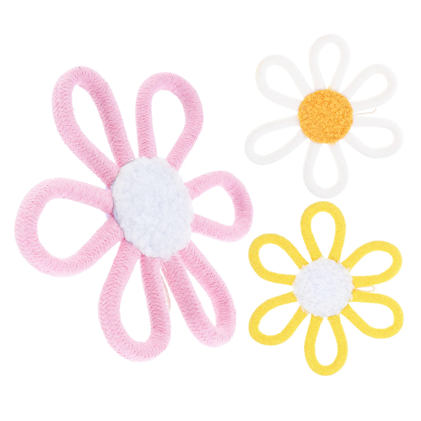 

3Pcs Woven Daisy Macrame Wall Hanging Boho Kids Nursery Room Decor Baby Girl 15Cm Baby Girl Room Decor Wall Hanging Woven