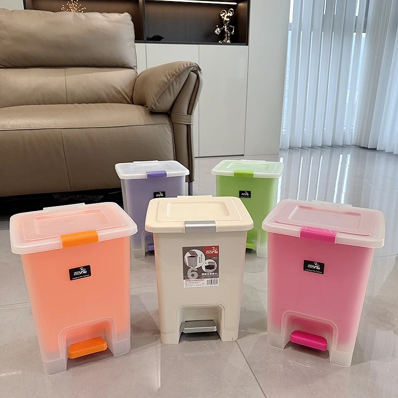 

Foot Pedal Trash Can Plastic Square Shape Kitchen Living Room Home Use Eco Friendly Foot Treadle Garbage Can Household Bin