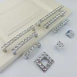 Shiny Real Crystal Glass Diamond Handles For Furniture Drawer Table Knobs Wardrobe Kitchen Cabinets Cupboard Desk Dresser Pulls