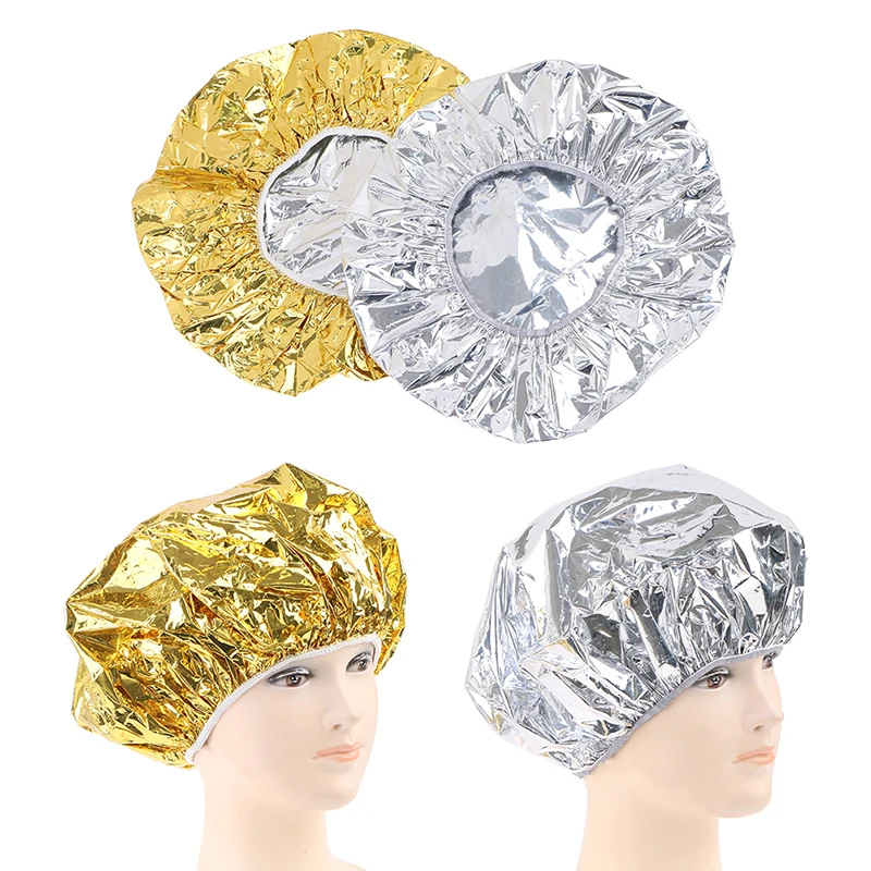 

Shower Cap Heat Insulation Aluminum Foil Insulation Hat Elastic Bathing Cap For Women Hair Salon Bathroom Hairdressing Salon