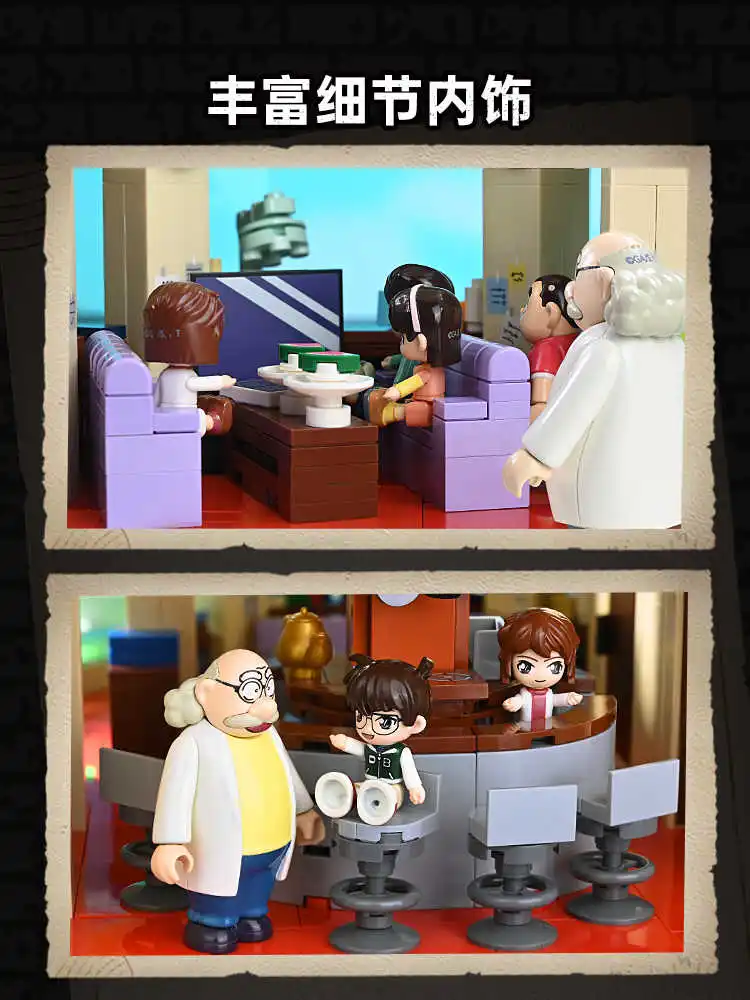 ตัวต่อเรขาคณิต โคนัน บ้านของโคนัน ของตกแต่งโต๊ะทำงาน ตัวต่อ DIY ของเล่นประกอบแบบจำลอง ของขวัญวันเกิดสำหรับเด็ก