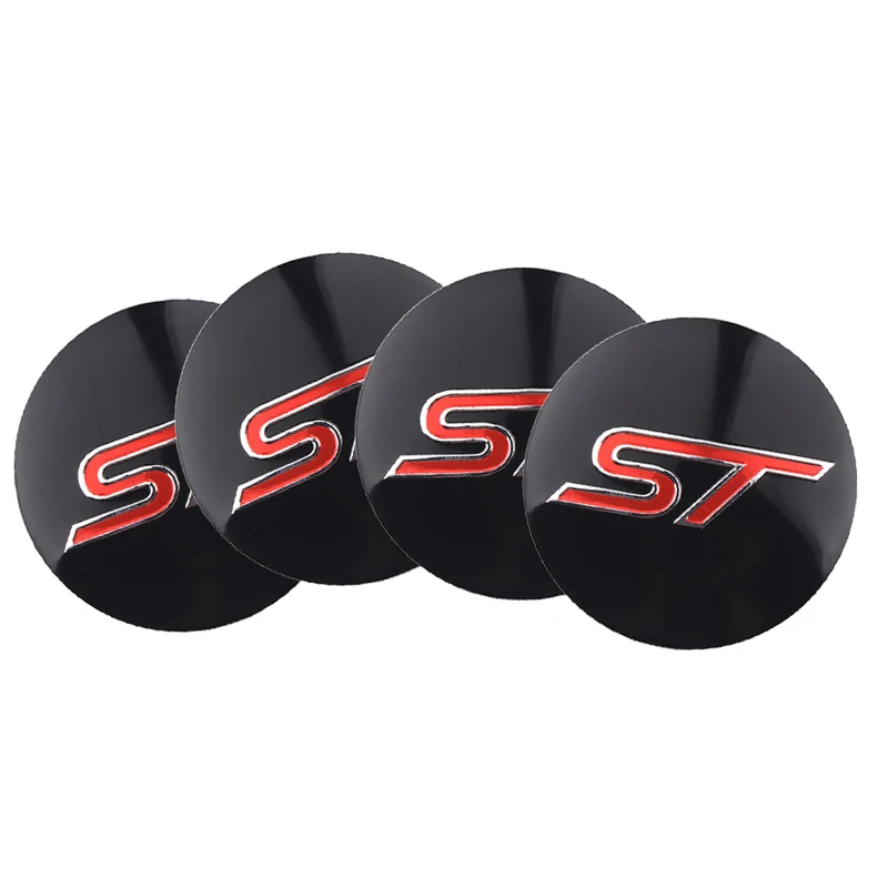 4 Stück Auto-Radnabenkappen 56MM Felgenabdeckung Emblem Radkappen-Aufkleber für Ford Focus ST Ranger Mondeo Kuga Ecosport Fiesta Shelby
