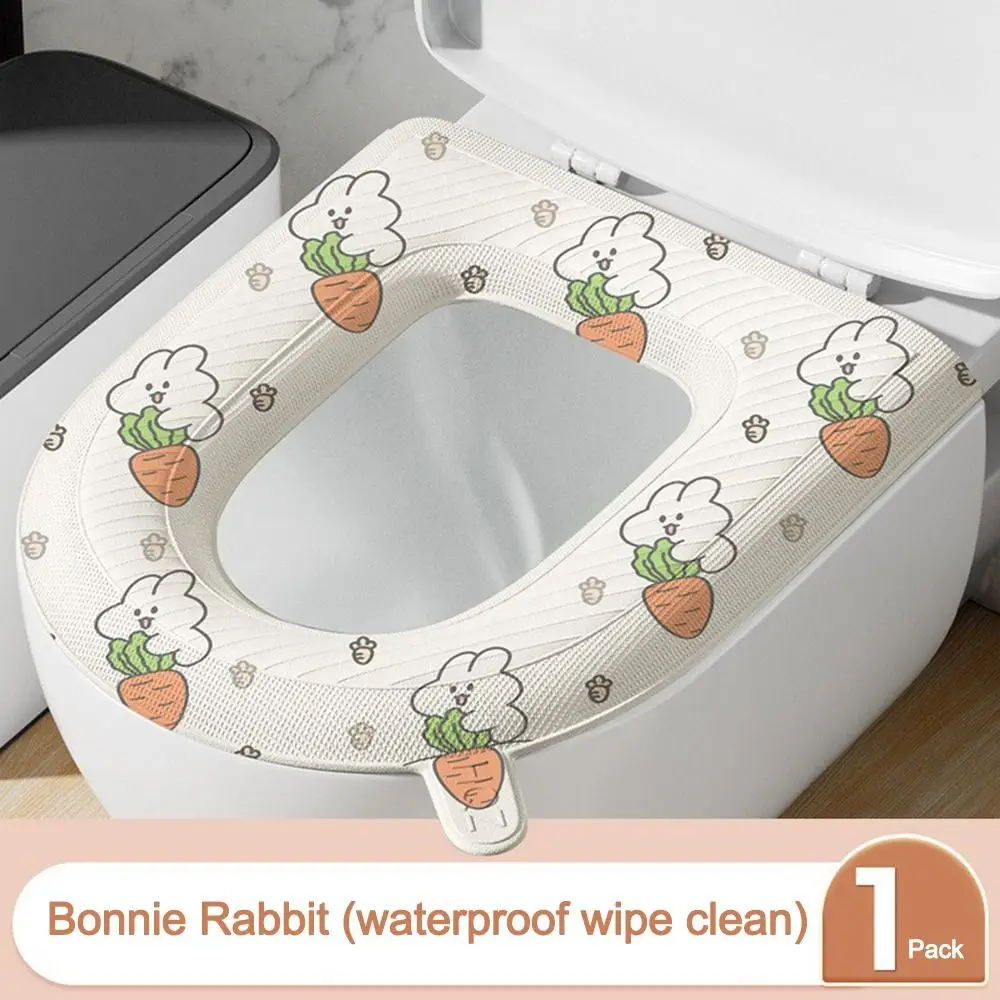 Soft Waterproof Toilet Seat Cushion Cartoon Bunny Universal Toilet Mat Washable Toilet Accessories