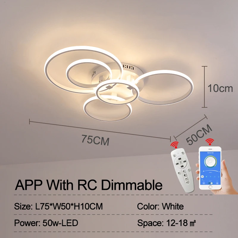 Zwart/Wit Moderne Led Kroonluchter Lamp Dimbare Cirkel Ringen Voor Woonkamer Slaapkamer decoratie Plafond Kroonluchter verlichtingsarmaturen