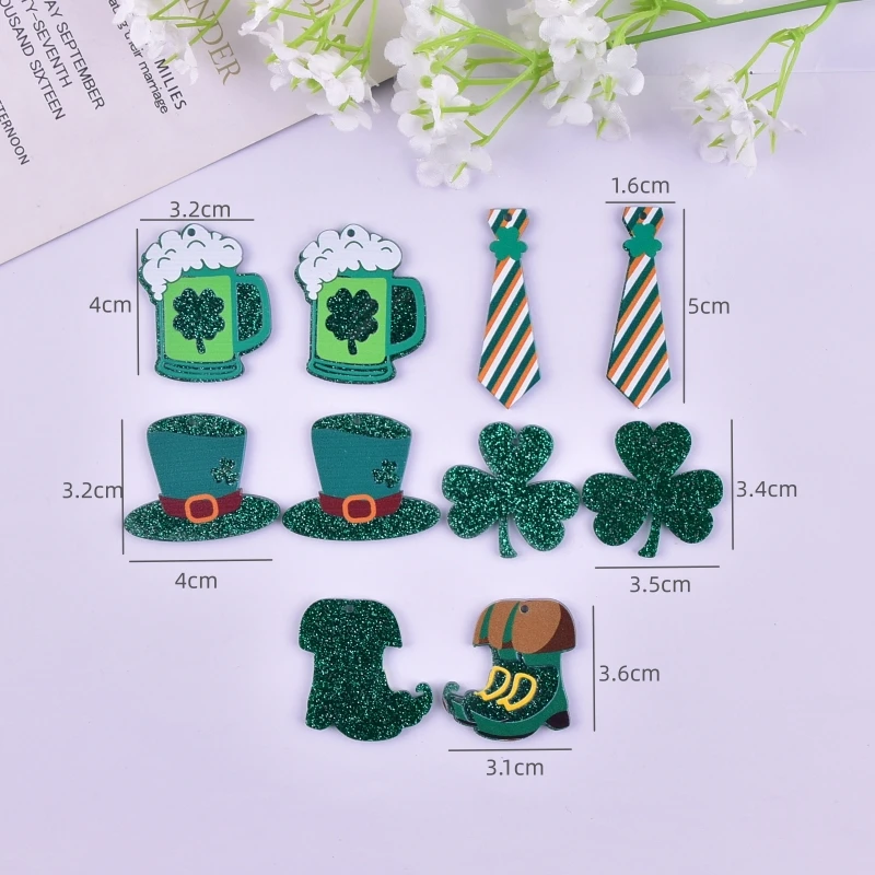 10 teile/paket Mode irischen Tag st. Parker's Day Acryl Charms Anhänger für Ohrring Halskette Schmuck machen Handwerk DIY