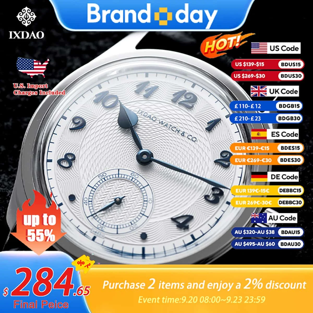 IX&DAO IPOSE 2026 New 36MM Men's Quartz Watch Imported Sapphire Glass Stainless Steel Waterproof 5Bar Watch for Men