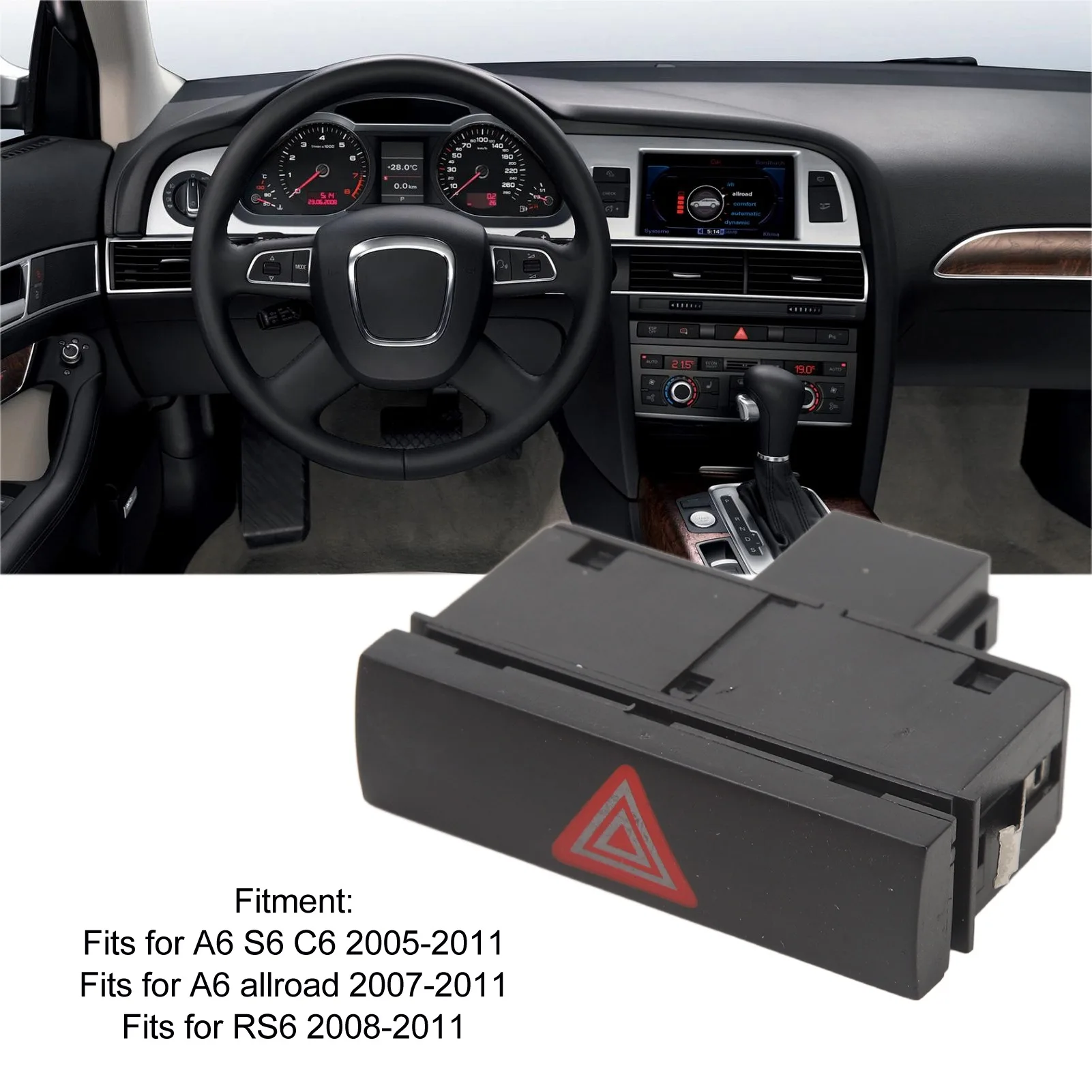 Car Emergency Hazard Warning Indicator Switch Button 4F0941509 Flasher Light Switch for Audi A6 Allroad S6 C6 RS6