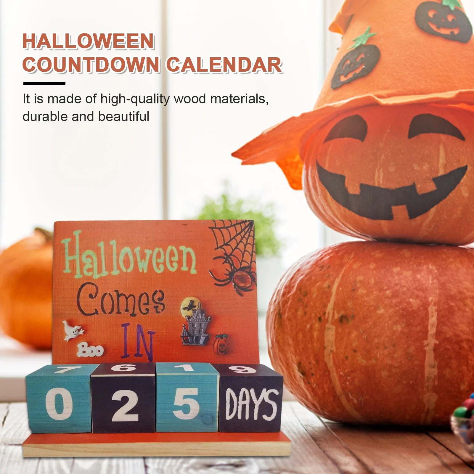 

Halloween Countdown Advent Calender | Halloween Comes In Days Calendar Blocks Halloween Party Wooden Table Decorations