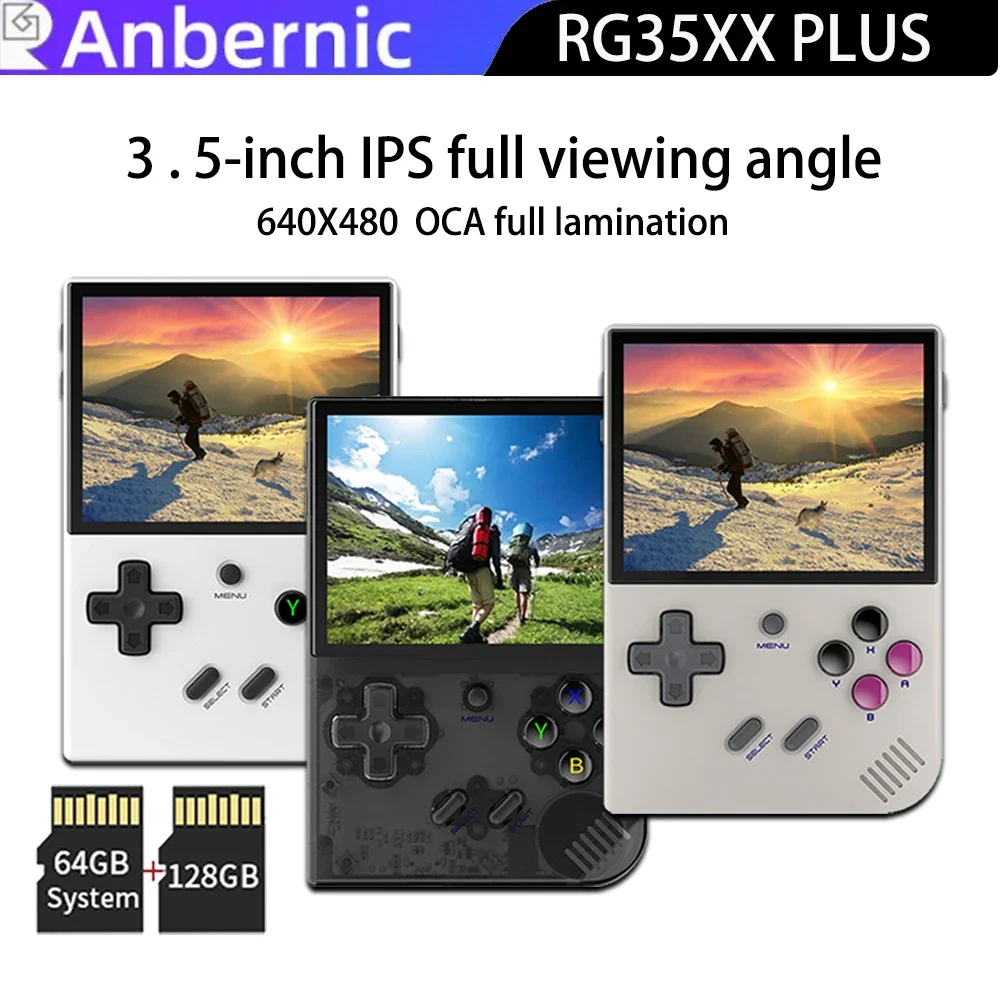 ANBERNIC RG35XX PLUS Retro Handheld Game Player 64G+128G 5000+ Classic Games Support-HDMI For Game Console For Christmas Gift