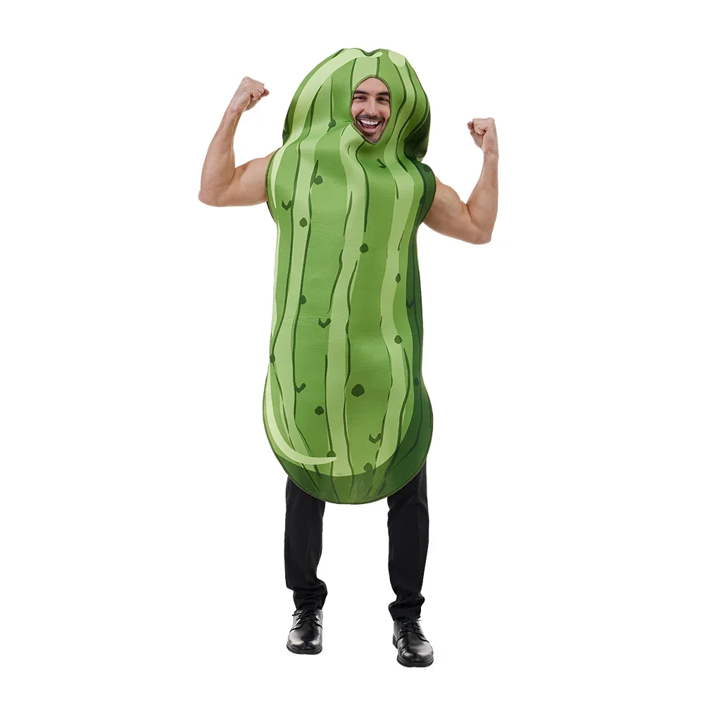 

Funny Green Cucumbers Vegetable Halloween Pickle Costume Easy Pull On Costume for Men Carnival Easter Purim Fancy Dress