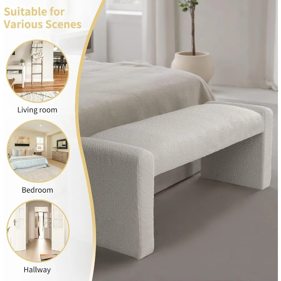 47 moderne, met stof beklede bedbank met massief houten frame, veelzijdige inkombank en voetensteunkruk voor slaapkamer en