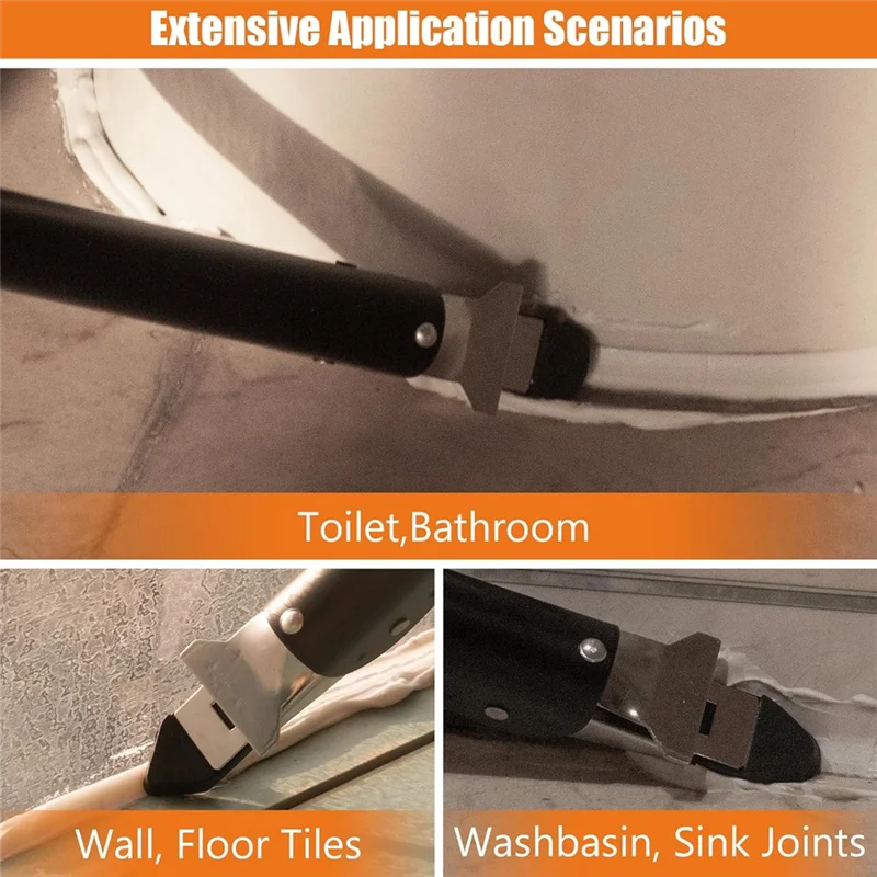 Stainless Steel Caulking Tools Set Kit 4 In 1 Sealant Finishing Tool Kit With 5 Silicone Pads, Grout Removal Tool Caulk Remover-