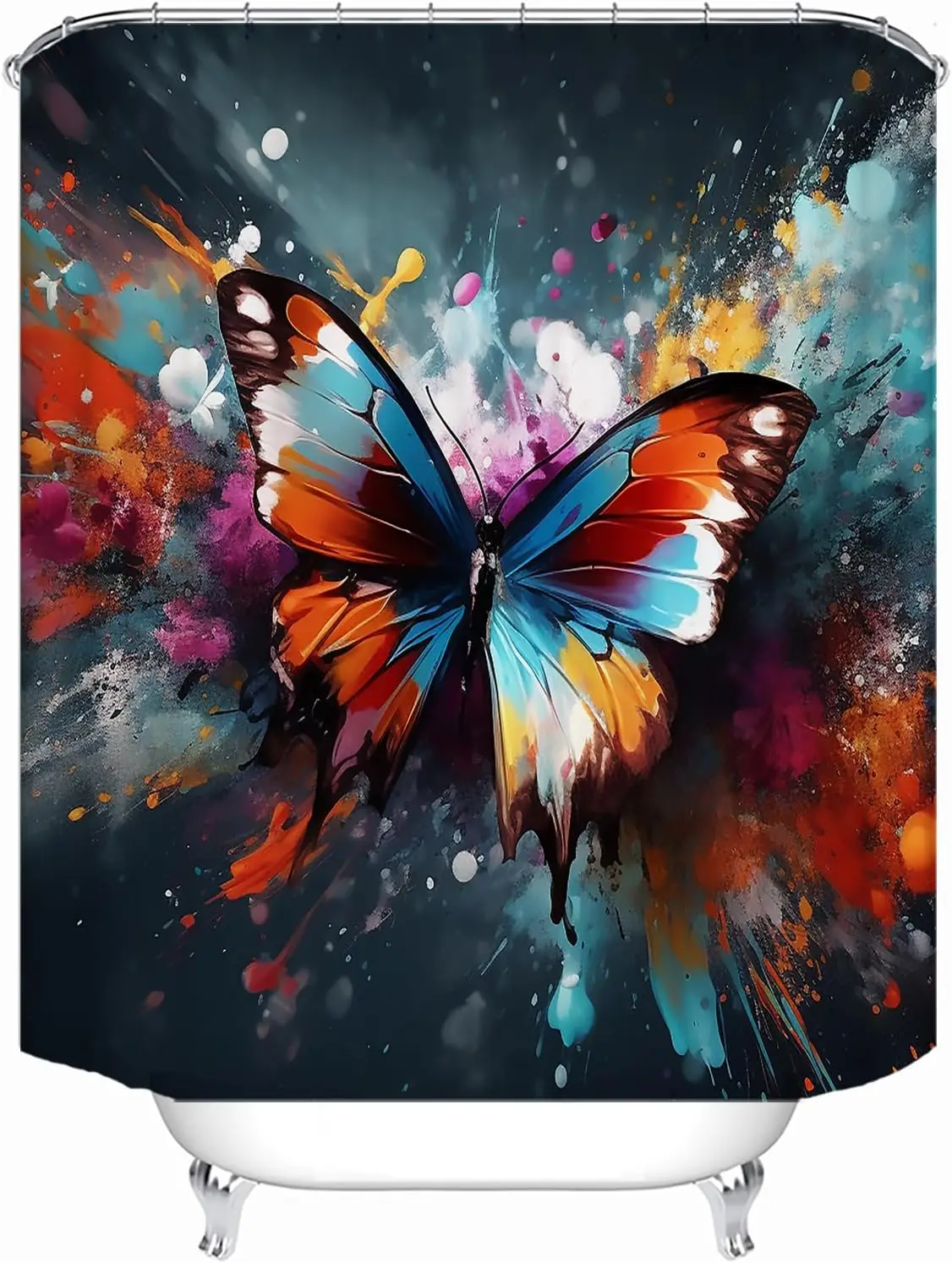 Abstract Butterfly Shower Curtain Bathroom Curtains Modern Artistic Watercolor Print Polyester Waterproof Shower Curtain for Hom