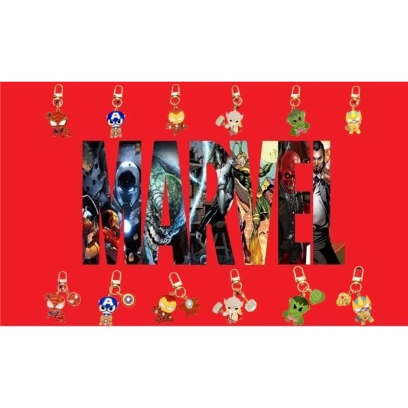 Marvel The Avengers Metal Keychain Spider-Man Anime Action Figure Cute Toy Bag Decoration Q Figural Model Children Birthday Gift