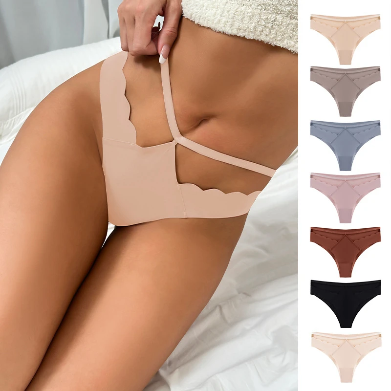 

1PC Sexy Women Panties Hollow Low-Waist Thongs Female Ice Silk Underwear Solid Seamless Panties Comfortable Briefs Underpants