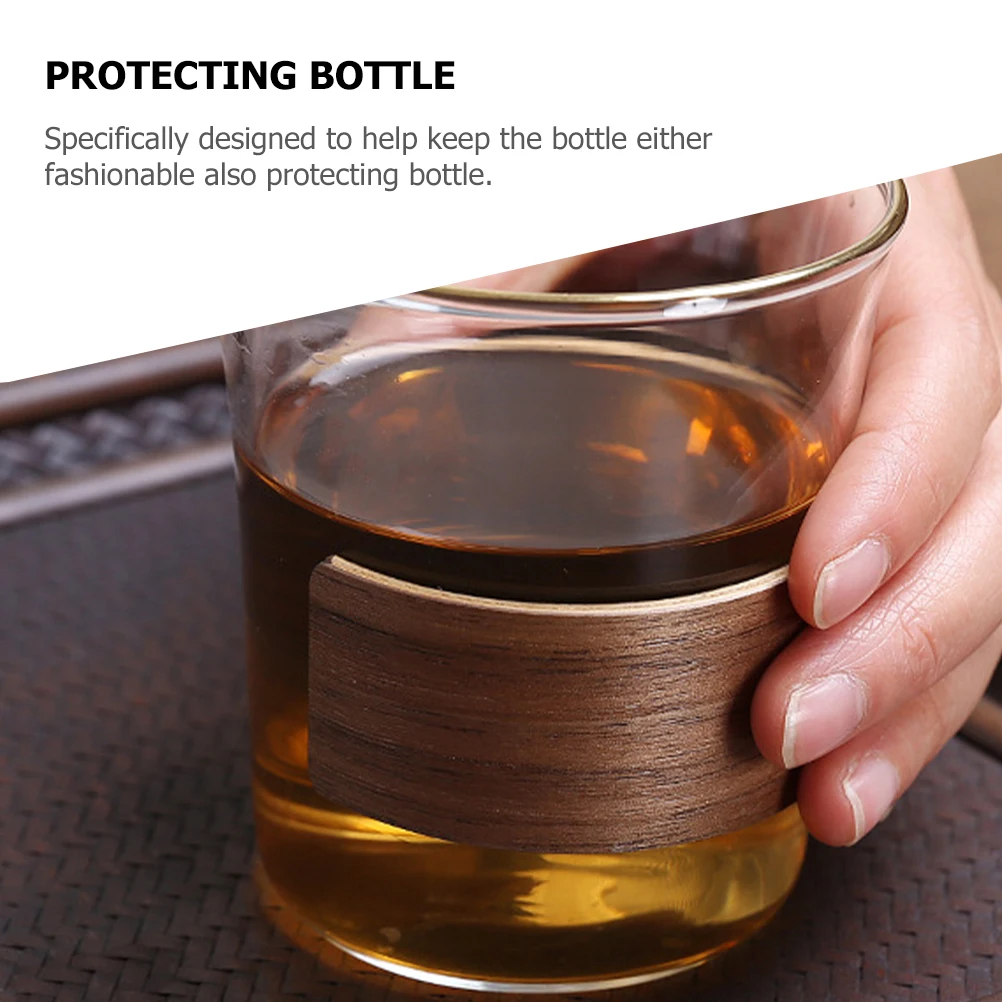 

Walnut Cup Sleeve Coffee Protector Portable Bottle Supply Insulated Cover Kitchen Dining Shop Restaurant Use Comfortable Hot