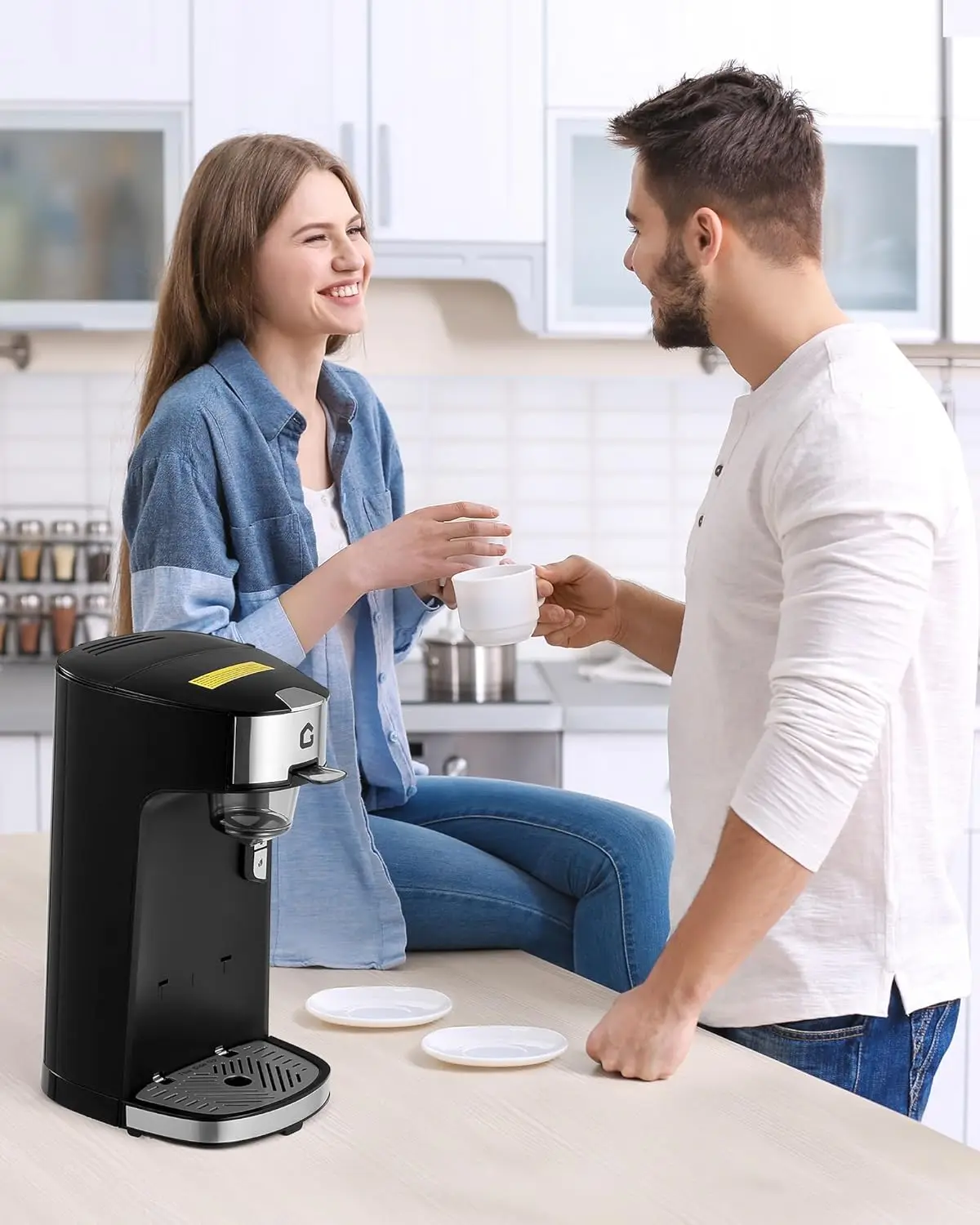 Single Serve Coffee Maker, K Cup Coffee Brewer for Capsule and Ground Coffee, Capsule Coffee Machine with 18.6 Oz Water Tank