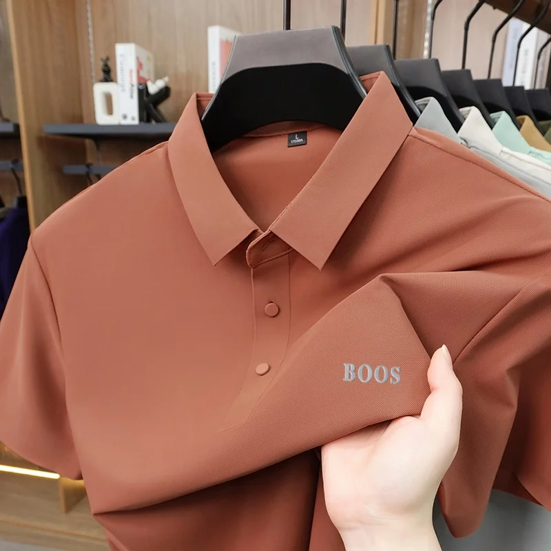 Sommermode Herren Kurzarm-Poloshirt mit Kragen, Knöpfen und Buchstabenprägung, Lässig, Atmungsaktiv, Minimalistisch, Einfarbig, Herrenbekleidung – Detail 20