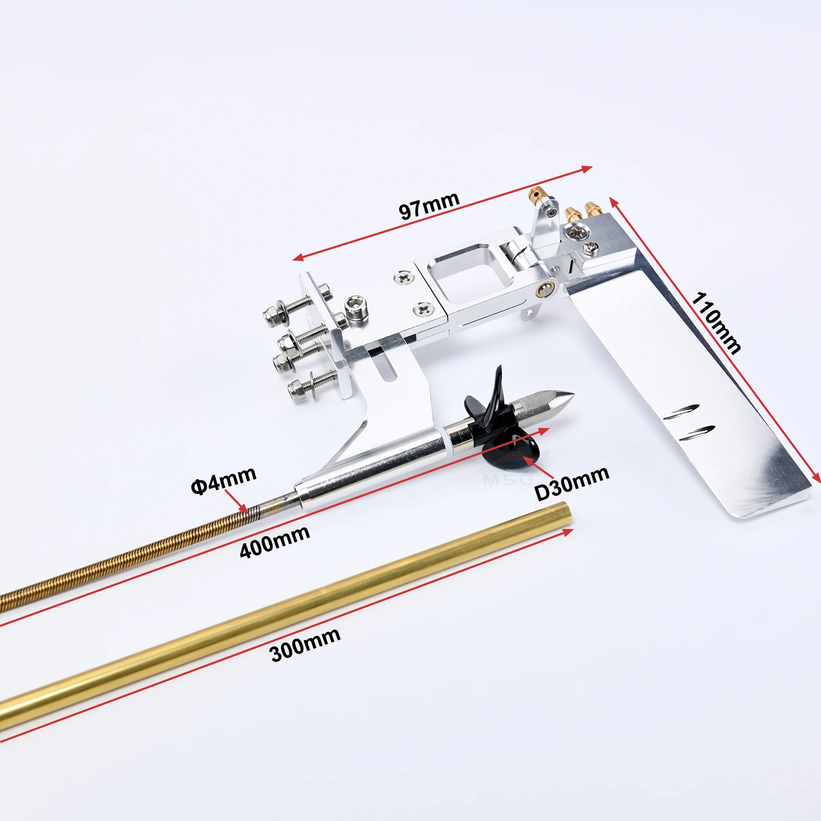 1Set RC Boat 4mm Flexible Shaft Strut Shaft Bracket With Rudder Drive Dog Prop Nut Gasket Brass Tube PTFE Pipe