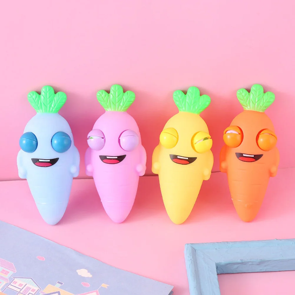 4 個のニンジンスクイーズストレスリリーフハンドフィジェット減圧リラクゼーションパーティートリックギフトギフトスクイーズおもちゃ漫画感覚おもちゃ