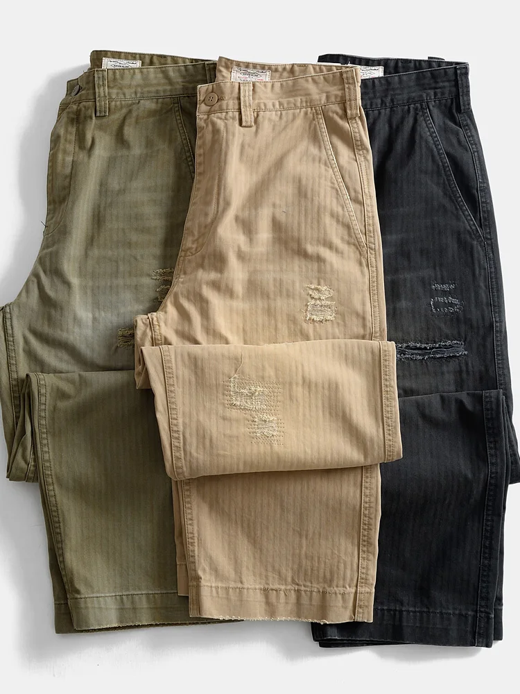 

Мужские длинные брюки из чистого хлопка, свободного кроя, прямые, повседневные, в стиле рабочей одежды, в японском стиле, с эффектом потертости