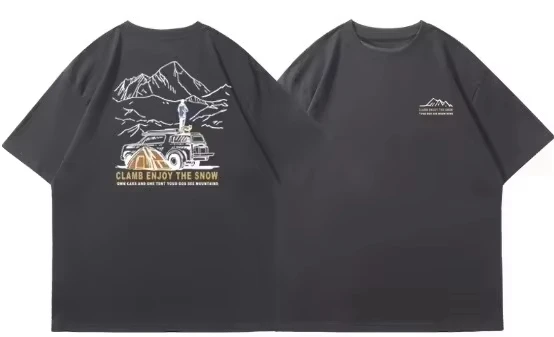 2026 Men's Oversized T Shirt Camping Mountain Adventure Graphic Print Short Sleeve Cotton Outdoor Hiking Unisex Tee