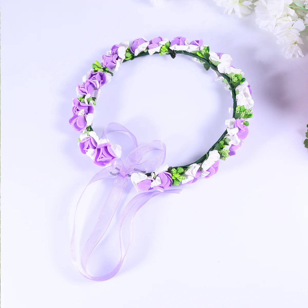 

Floral Hair Wreath Headpiece Garland Headband Wedding Flower Girl Hoop Bridal Bride