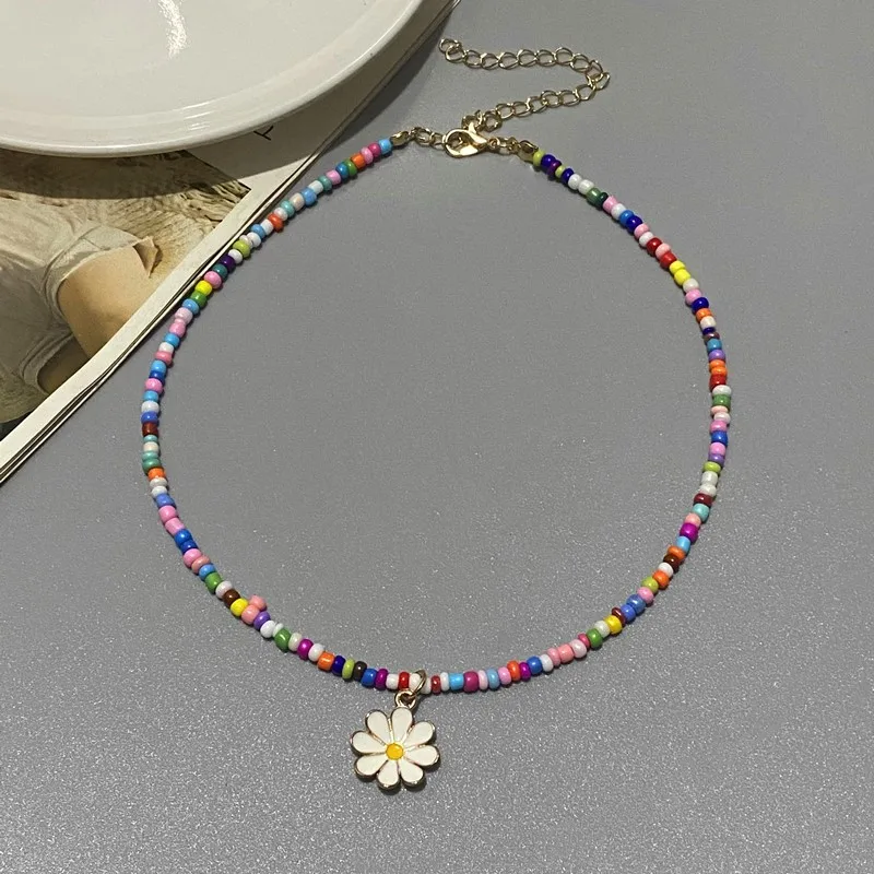 New Fashion flower Choker  Seed beads Necklace for Girl Women Pendant Collar Jewelry Gift for Friend Wholesale Necklace