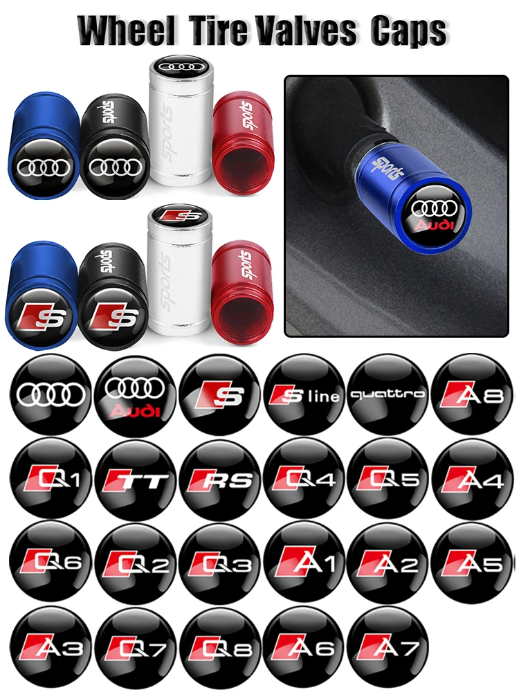 AliExpress QUATTRO 4Pcs Auto Tire Valve Caps Decor Car Motorcycle Bicycle Wheel Hub Valve Stem Cover For Audi TT S Sline RS A1 A3 A6 A5 A7 A8 Q3 Q5