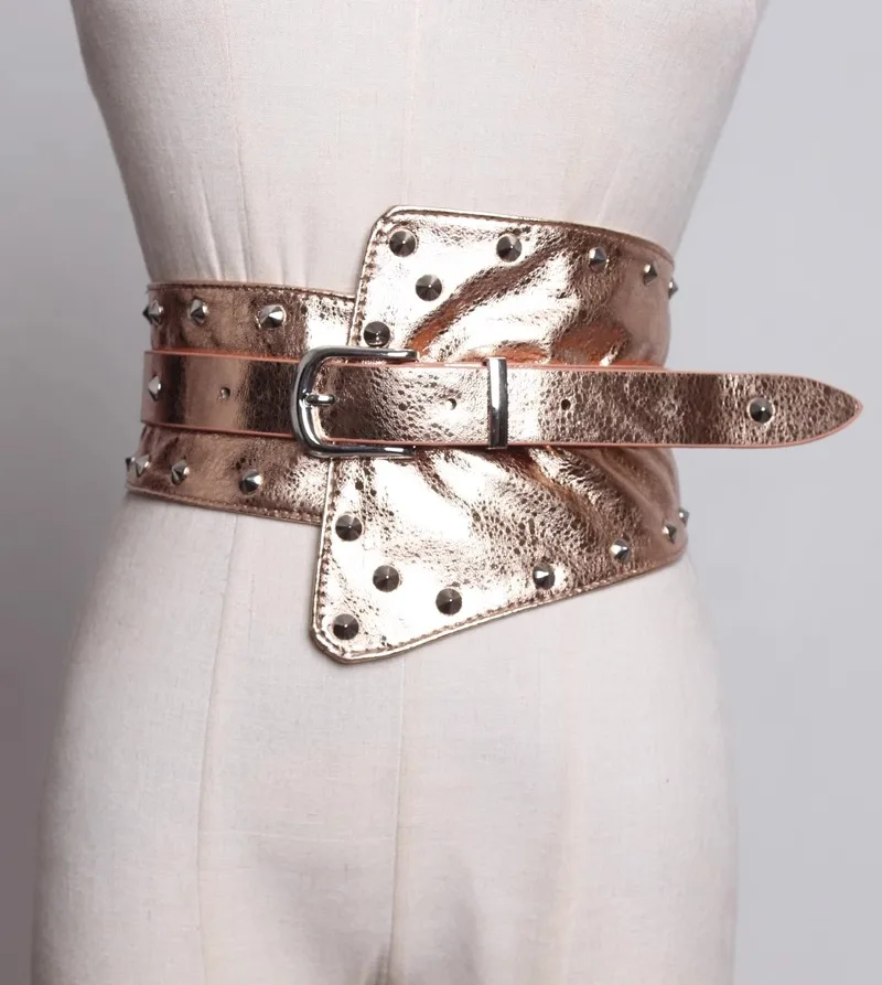 Ceinture à rivets irréguliers de Style Punk pour femmes, Vintage gothique, Design personnalisé, ceinture élastique pour mines terrestres, joint de taille, accessoires