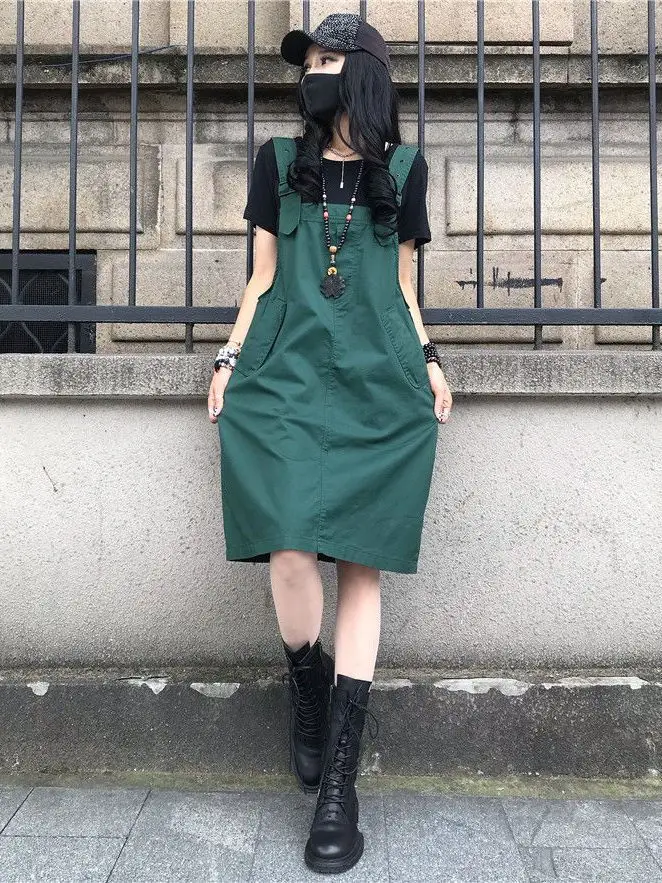 Summer New Suspender Skirt Women's Mid-length Thin Casual Western Style Age-reducing Suspender Dress Woman Clothes