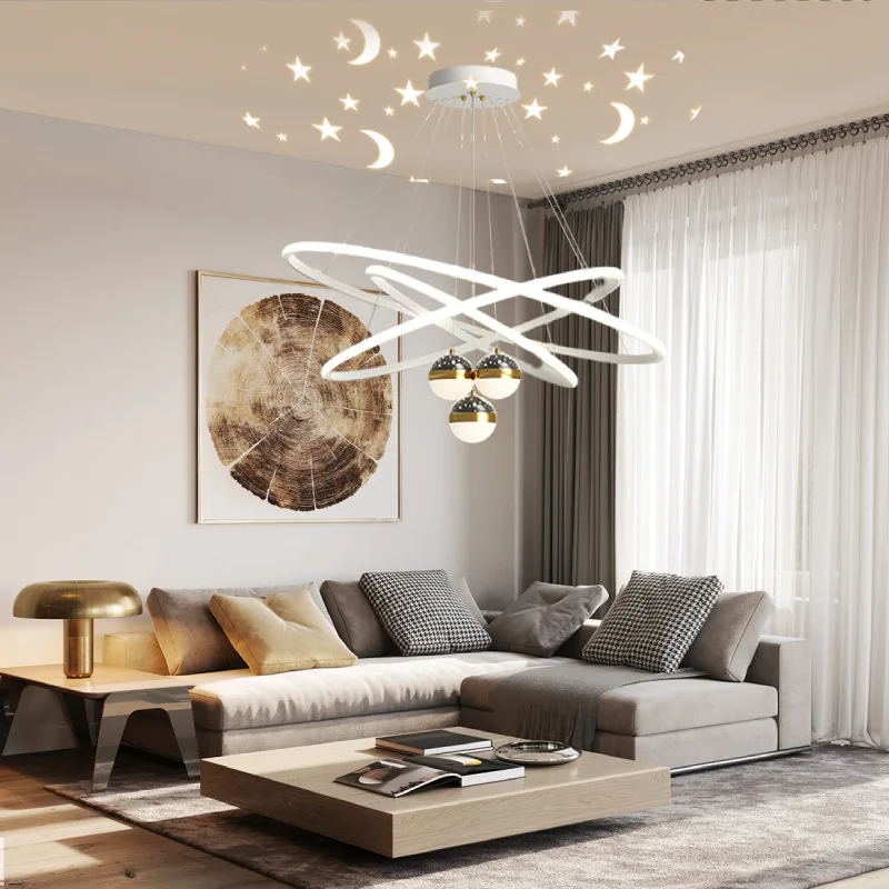 Dining Chandelier, Circular Star Ceiling Lamp for Living Room, Table Lamp, Dining Room Lamp, Personality and Creativity